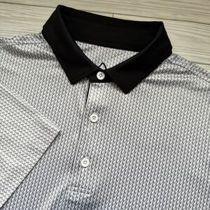 Deolax Polo Shirt‎ Mens Medium Gray Black Performance Golf Stretch Casual Modern
